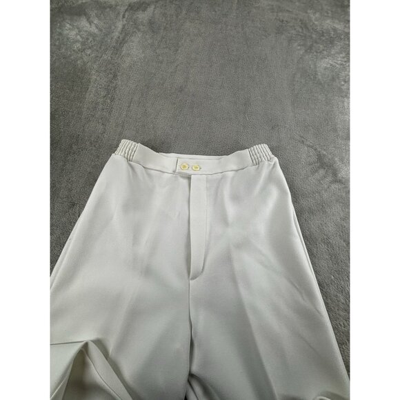 Vintage Nikki Pants White Polyester Knit Elastic Waist Wide Leg Size 9/10 - Picture 4 of 9